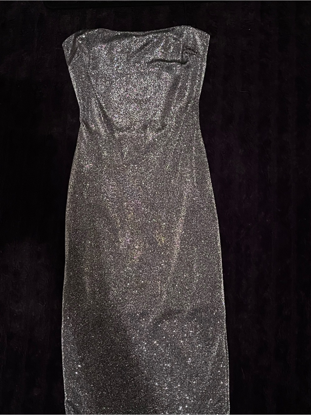 Macy's Strapless Silver Glitter Evening Dress